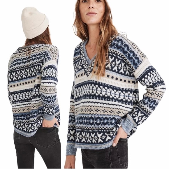 MADEWELL Forrest Fair Isle V-Neck Sweater - Picture 5 of 11